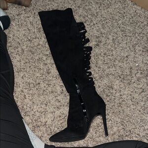 Aldo Suede Black over the knee heel